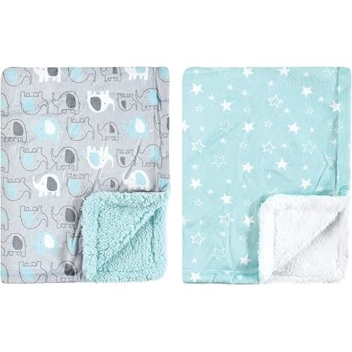 Luvable Friends Unisex Baby Plush Blanket with Sherpa Back, Boy Basic Elephant, One Size