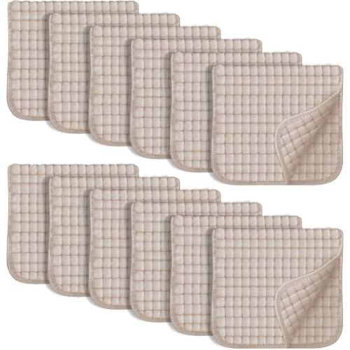 SWEET DOLPHIN 12 Pack Muslin Burp Cloths Large 100% Cotton Hand Washcloths for Baby - Baby Essentials Extra Absorbent and Soft Boys & Girls Milk Spit Up Rags for Newborn Registry - Brown, 20" X10"