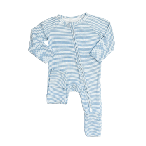 Mini Stripe Sleep Romper - Cool Blue (NB)