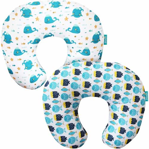 Nursing Pillow Cover for Boppy - 2 Pack, Ultra-soft Microfiber, Breathable & Skin-Friendly, Aqua & Pink