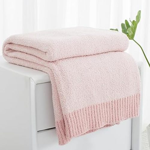 Carriediosa Heather Throw Blanket 60" X 80" Twin, 400GSM Ultra Soft Microfiber Fuzzy Fluffy Reversible Knitted Blankets Cozy Plush Lightweight and Warm Fall Throws for Couch, Bed, Sofa, Dusty Pink