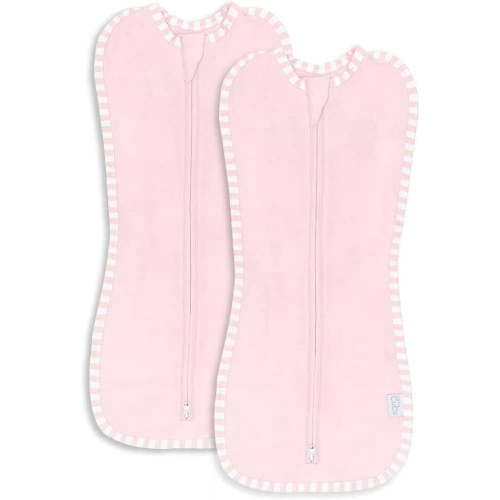 Comfy Cubs Swaddle Blanket Baby Girl Boy Easy Zipper Wrap 2 Pack Infant (Small 0-3 Months, Pink)