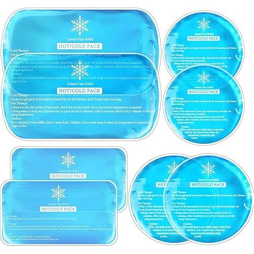 Tutmyrea Ice Packs for Injuries Reusable, 8 Pack Soft Gel Pack, Hot and Cold Compress, Ice Pack for Kids Boo Boo, Cold Packs for Injuries, Migraines, First Aid, Pain Relief, Wisdom Teeth