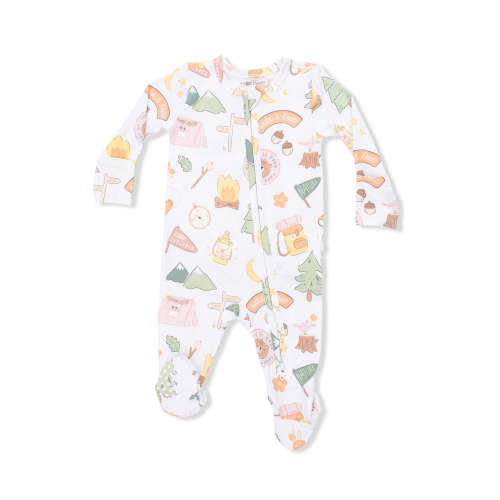 2-Way Zip Ruffle Footie, Camping Pink