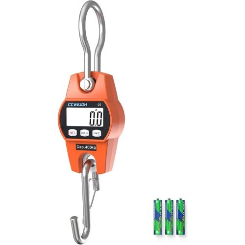 Hanging Scale Handheld 880lb/400kg Crane Scale Luggage Scale,with ABS Plastic case & Big LCD Display, Portable Digital Mini Crane Scale Fishing Scale,for Gym,Hunting,Travelling