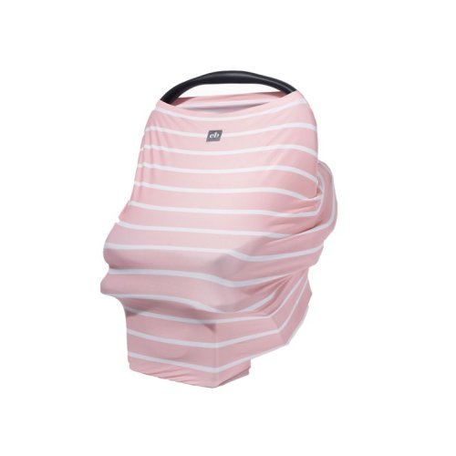EliteBaby Breathable Nursing Cover | Travel Essential Shopping Cart Cover |  Multi-Use Breastfeeding Cover | Functional High Chair Cover | Infinity Scarf | Light Pink and White Pinstripe