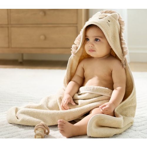 Super Soft Animal Baby Hooded Towel & Washcloth Collection - Taupe Lion