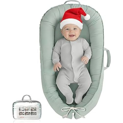 Baby Lounger - Infant Lounger for Newborn 0-24 Months, Pure Cotton Breathable Baby Nest Lounger Cover, Newborn Essentials for Baby Boys & Girls, Portable Baby Lounger for Home and Travel
