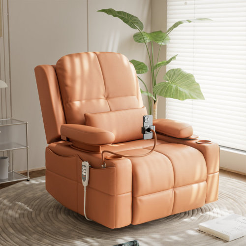 MAMAZING Electric Power Adjustable Armrests Swivel Rocking Chair Reclining Glider With USB Charge and Phone Holder & Reviews | Wayfair