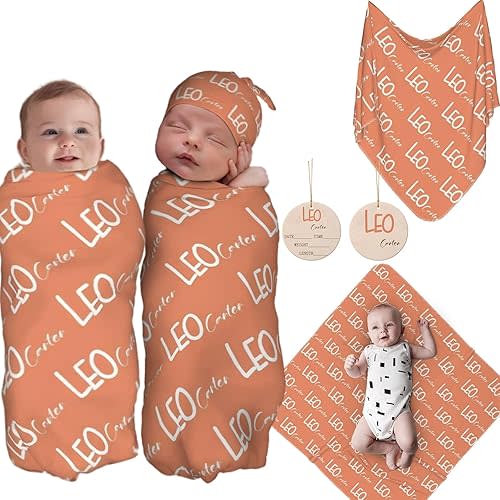 IWEORTHY Personalized Baby Blanket, Custom Baby Swaddle with Name,Customized Baby Blanket for Boys and Girls, Ideal Personalized Baby Gifts for Newborns and Baby Showers