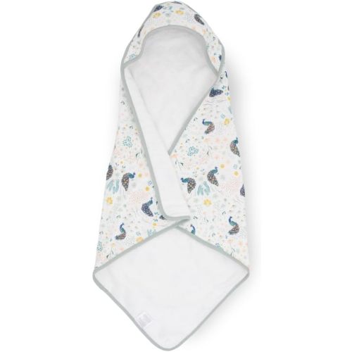 Little Unicorn Premium Infant Hooded Bath Towel| Soft & Absorbent Cotton & Terry Fabric for Newborns (Peacock)