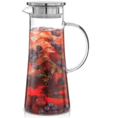 JoyJolt Breeze Glass Pitcher with Lid (Pour / Filter) 50oz Glass Water Pitcher