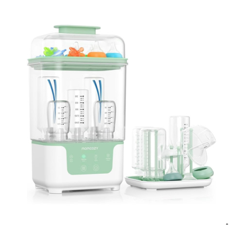 Momcozy Bottle Sterilizer and Dryer, Modular Nesting Space Saving Design, 6 Bottles Capacity, 4 in 1 Compact Sterilizer for Baby Bottles, Breast Pump Parts & Newborn Essentials, Drying Rack Included