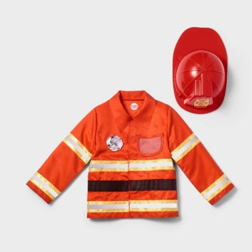 Pretend Play Fire Fighter Costume with Jacket & Hat 2T-4T - Gigglescape™