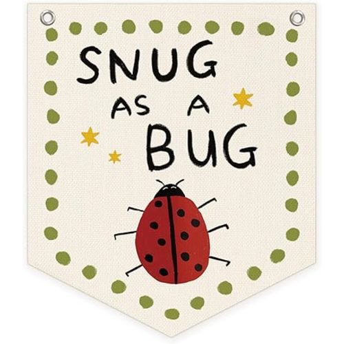 Kids Nursery Room Decor, Whimsical Ladybug Wall Pennant Banner Flag, Ladybug Insect Hanging Wall Decor for Kids Boy Girl Nursery Toddler Room Bedroom Playroom