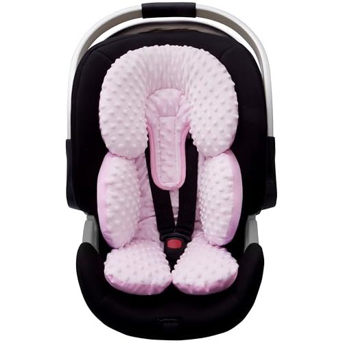 Pro Goleem Infant Car Seat Head Neck Body Support, Ultra-Soft Minky and Microfiber Newborn Car Seat Insert, Perfect for Car Seat, Stroller, 2-in-1 Reversible, Girls, Pink