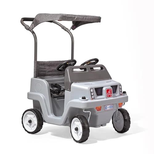 Step2 Side-by-Side Push Around SUV, Kids Push Car, 2 Seats, Stroller Substitute, Includes Seat Belts & Horns, Made of Durable Plastic, Max Weight 100 lbs., for Toddlers 1.5-5 Years Old, Gray