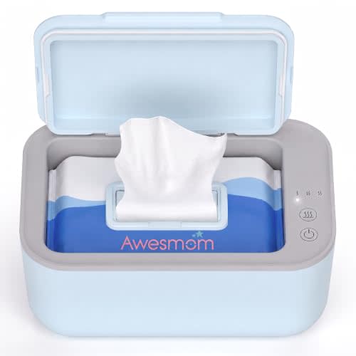 Wipe Warmer for Baby & Most Adult Wipes, 3 Heat Settings, Blue | Diaper Wipe Warmer and Baby Wipe Dispenser for Wet Wipes, Holds Up to 100 Wipes with Quiet Four-Side Heating