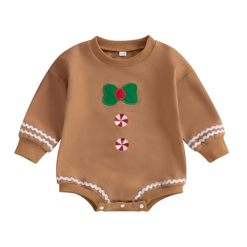 MoZiKQin Baby Christmas Outfit Girl Boy Crewneck Sweatshirt Bubble Romper Sweater Jumpsuit Cute Fall Winter Clothes