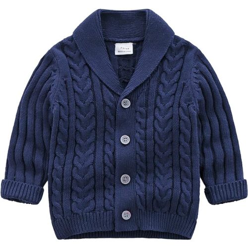Feidoog Infant Baby Boys Cardigan Crochet Sweater V-Neck，Toddler Knit Button up Knitted Pattern Pullover Sweatshirt
