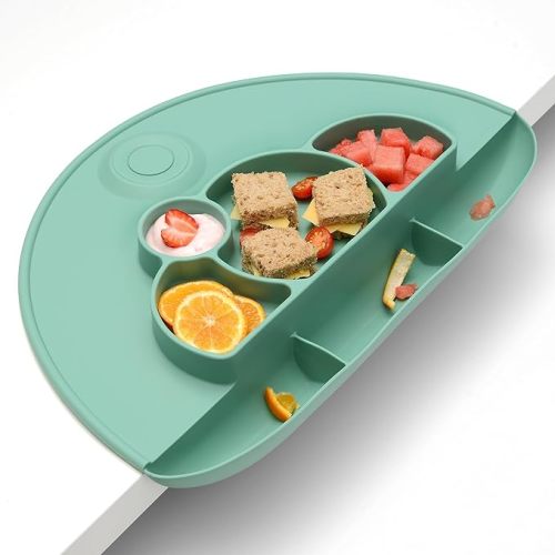 Amazon.com : PrimaStella Unbreakable Silicone Platemat - Divided Toddler Plate, Placemat and Food Catcher All-in-one (Green) : Baby