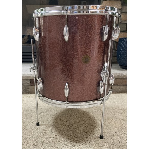 Vintage 1960’s Gretsch Round Badge Burgundy Sparkle 16x16” Floor Tom Drum