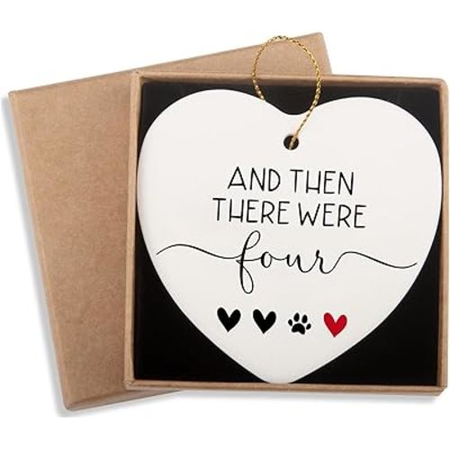 and Then There were Four Pregnancy Gifts for New Parents Lzisocnrt Ceramic Ornament Keepsake Pregnancy Reveal to Parents Gender Reveal Gifts for Mom Dad