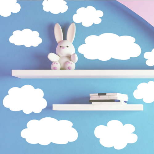 Cute Baby Nursery White Clouds Vinyl Wall Sticker Decals Kids Room Decor (2) Sheets include (9) Total Clouds 4"-13.5"