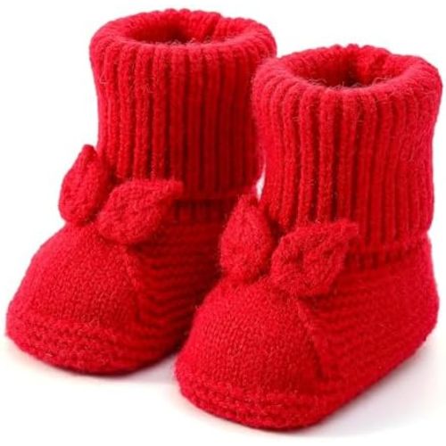Baby Booties Newborn Babe First Walkers Knit Boots Warm Knit Crib Shoes Crochet Soft Infant Sock for Boy Girl