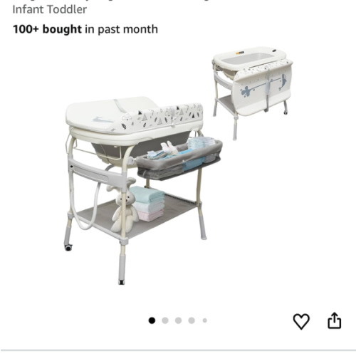 2 in 1 Baby Bathtub with Changing Table, DEYGIA Waterproof Diaper Changing Station Portable Changing Table Adjustable Height Nursery Organizer with Storage Racks for Newborn Infant Toddler