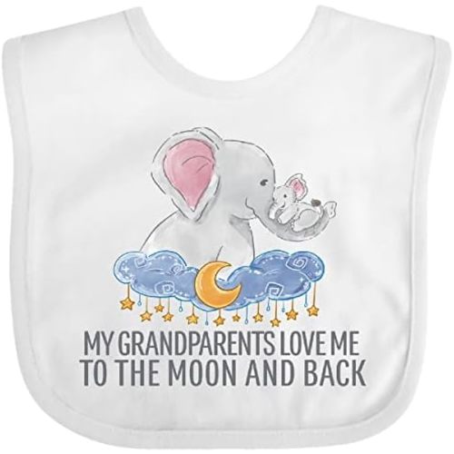 inktastic My Grandparents Loves Me To the Moon and Back Elephants Baby Bib