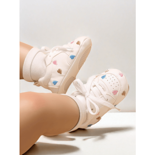 Newborn Infant Girls Heart Embroidered Non-Slip Sports Shoes Flat Infant Toddler Shoes, Suitable For All Seasons | SHEIN USA