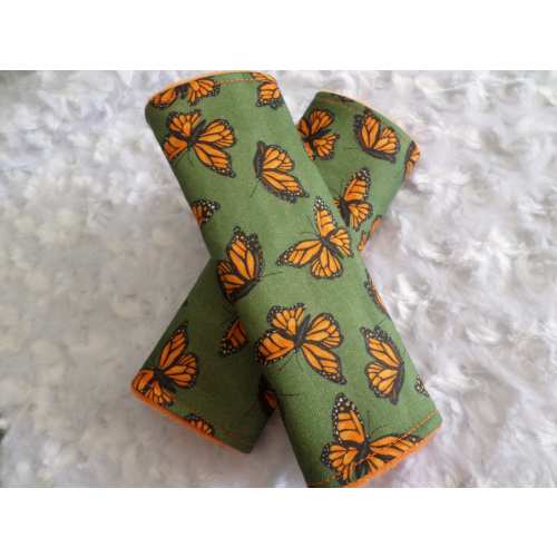 Monarch Butterflies - Toddler Reversible Fabric Car Seat / Stroller Strap Covers