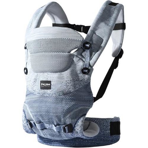 Ergonomic 4-in-1 Baby Carrier Newborn to Toddler - with Lumbar Support - for Children 8-33 Pounds - 360 Degree Baby Wearing - Inward & Outward Facing - Blue