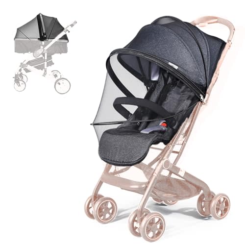 Mosquito Net for Stroller, Universal 3D Baby Bug Net with Two-Way Zippers & Storage Bag, Breathable & Foldable Netting for Stroller, Bassinet,Cradle（Black）