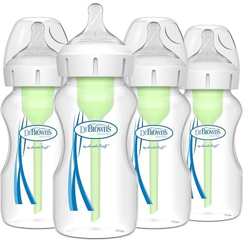 Dr. Brown's Anti-Colic Options+ Wide-Neck Baby Bottle, 9 oz, 4-Pack