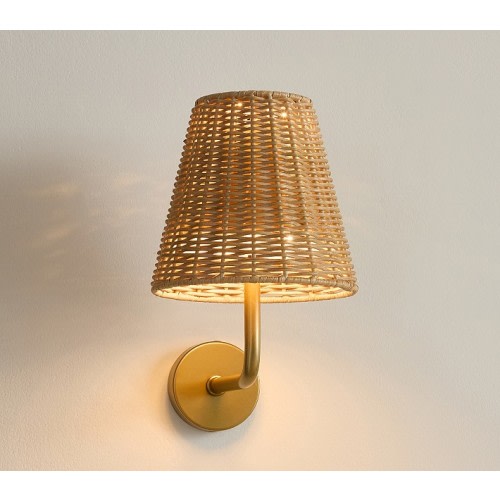 Rattan Rechargeable Wall Sconce (9")