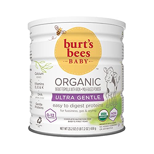 Burt's Bees Baby Organic Baby Formula, Ultra Gentle Formula, Easy To Digest, Infant Formula with Iron, Milk-Based Powder with Vitamin D, Vitamin E, Vitamin K, DHA, Calcium, 23.2 Ounce