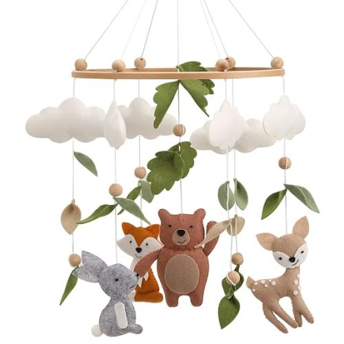 Woodland Animals Felt Hanging Mobile Handmade Forest Animals Mobile Fox Bear Deer Hare