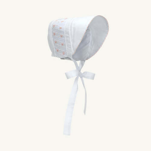 Sweetly Smocked Bonnet - Worth Avenue White with Palm Beach Pink