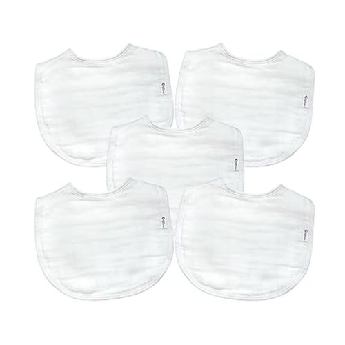 Green Sprouts Absorbent Organic Cotton Muslin Bibs, 0-12mo Hypoallergenic, STANDARD 100 by OEKO-TEX Certified, Tested for Hormones