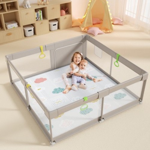 Fodoss 59x71in Baby Playpen with Mat – Safe Activity Center & Fence for Babies and Toddlers, Indoor & Outdoor Use