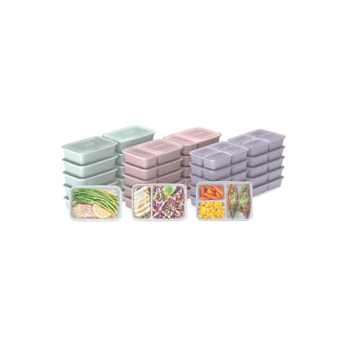 Bentgo® Prep 60-Piece Meal Prep Kit - 1, 2, & 3-Compartment Containers with Custom Fit Lids - Microwaveable, Durable, Reusable, BPA-Free, Freezer & Dishwasher Safe Storage Containers