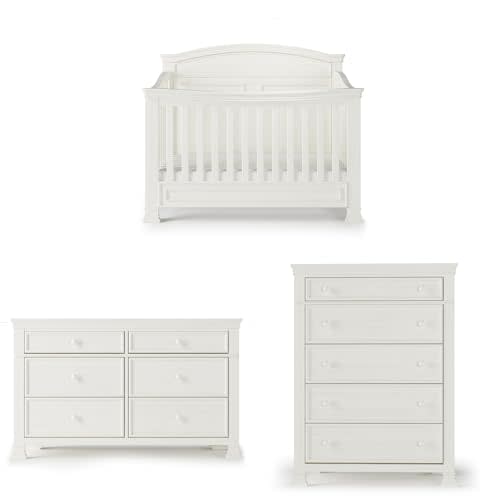 Child Craft Westgate Crib, Double Dresser, and Chest 3-Piece, Includes 4-in-1 Convertible Crib, Dresser, and Chest (Vintage Linen)