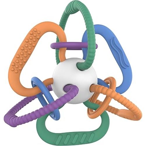 Quark Thiingy Baby Teething Toy - Sensory Toy with BPA-Free Silicone Rings & Baby Rattle - High Temperature Sterilization & Dishwasher Safe - for Newborns, 0-12 Months - Baby Teething Relief Chew Toy