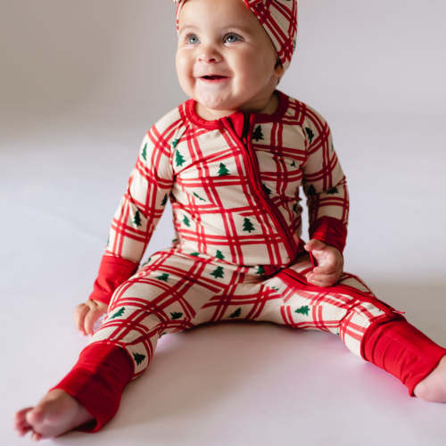 Infant Romper in Christmas Plaid