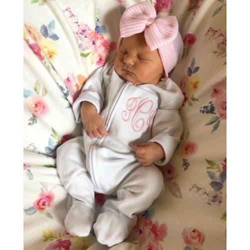 Baby coming home outfit, personalized baby boy, monogrammed baby girl, baby shower gift, preemie, newborn, zip footie, baby, ARB, LTC