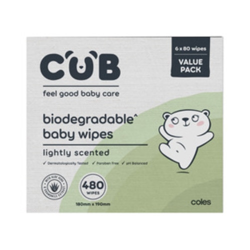 CUB Biodegradable Lightly Scented Baby Wipes | 480 pack
