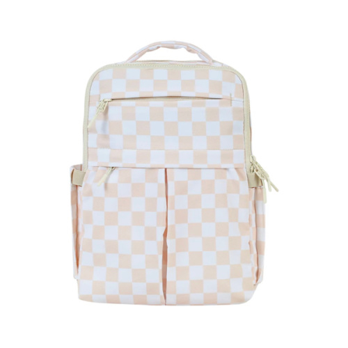 Checkered Beige Roomy Mini Backpack — Minimax | Emmafy
