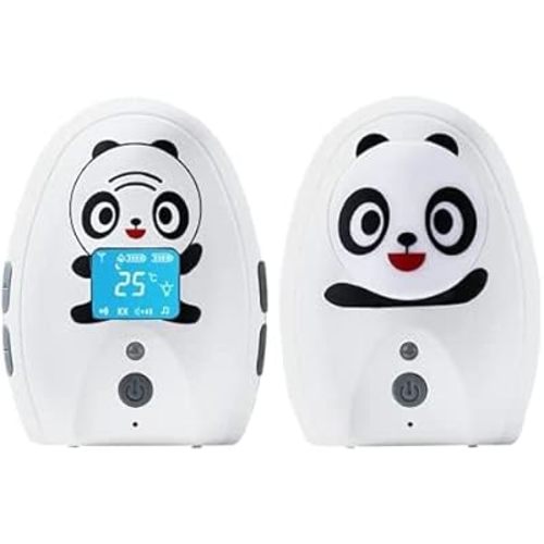 Audio Baby Monitor TimeFlys Mustang Panda, Both Unit Portable, Talk Back Intercom, Long Range up to 1000 ft, Temperature Monitoring and Warning, Lullabies, Vibration, LCD Display, Night Light